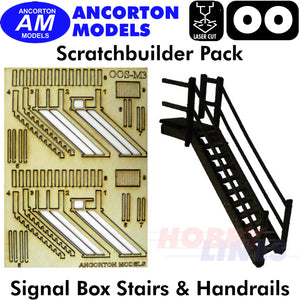 SIGNAL BOX Stairs & Handrails laser cut kit OO 1:76 Ancorton Models OOS-M3