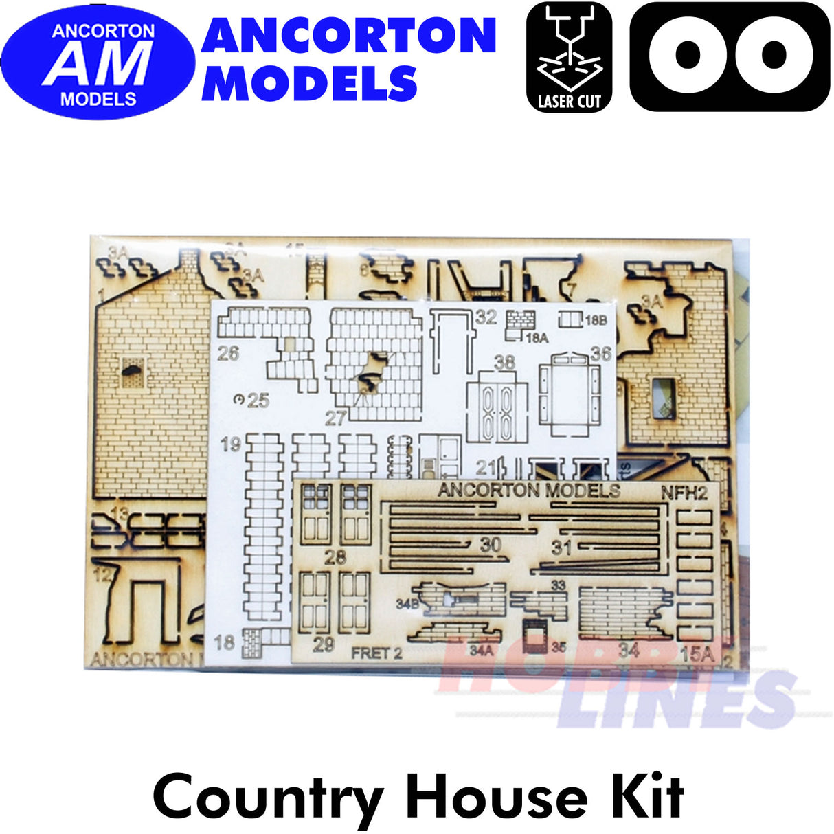 RUINED HOUSE with interior laser cut kit OO gauge 1:76  Ancorton Models OOFH2