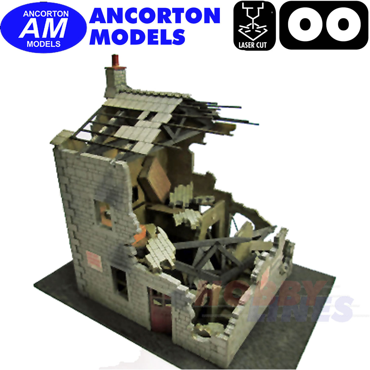 RUINED HOUSE with interior laser cut kit OO gauge 1:76  Ancorton Models OOFH2