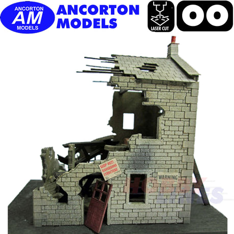 RUINED HOUSE with interior laser cut kit OO gauge 1:76  Ancorton Models OOFH2