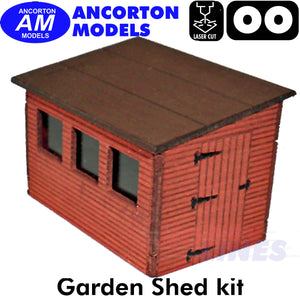 GARDEN SHED sloping roof laser cut kit OO gauge 1:76 scale Ancorton Models OOSH1