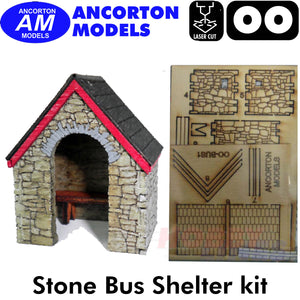 WOODEN BUS SHELTER laser cut kit OO gauge 1:76 scale Ancorton Models OOBUS2