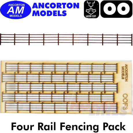 WOODEN FENCING Four Rail Flat Top kit OO gauge1:76  scale Ancorton Models OOF3