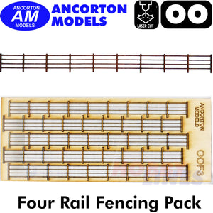 WOODEN FENCING Four Rail Flat Top kit OO gauge1:76  scale Ancorton Models OOF3