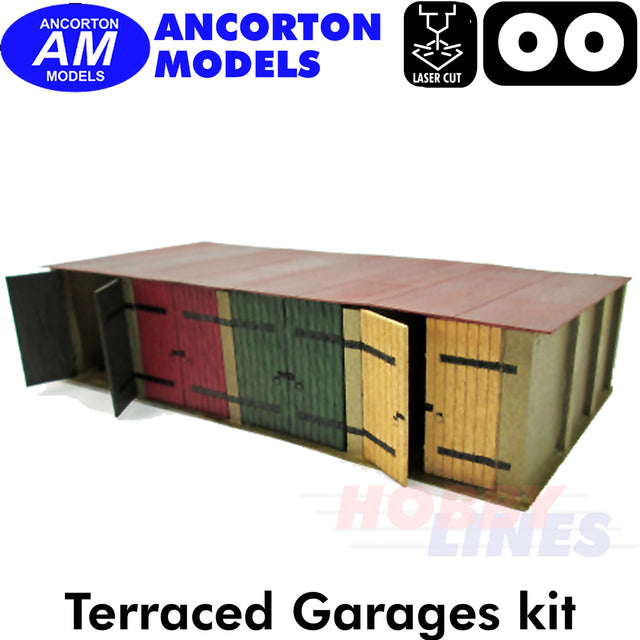 TERRACED GARAGES row 4 laser cut kit OO gauge 1:76 scale Ancorton Models OOTG1