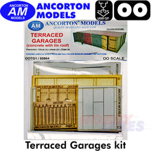 Load image into Gallery viewer, TERRACED GARAGES row 4 laser cut kit OO gauge 1:76 scale Ancorton Models OOTG1
