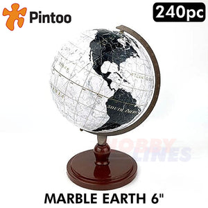 3D Puzzle Globe 6" MARBLE EARTH on stand 240pc Educational  PINTOO Puzzles A3487