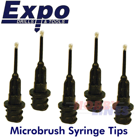 MICRO BRUSH Syringe Tips 5 pack Applicators Glue Paints Solvents lube MicroBrush
