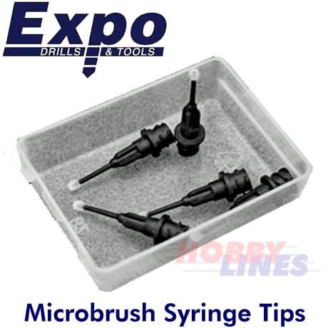 MICRO BRUSH Syringe Tips 5 pack Applicators Glue Paints Solvents lube MicroBrush