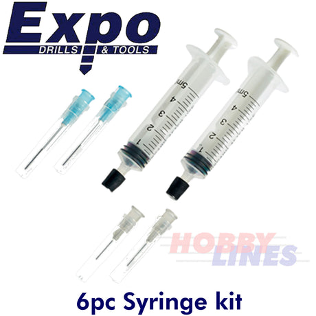 PIN POINT KIT 2 x 5ml syringes 4 fine tubes Glues Paints Oils Greases Expo Tools