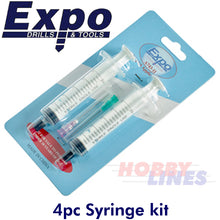 Load image into Gallery viewer, PIN POINT KIT 2 5ml syringes &amp; 2 fine tubes Glues Paints Oils Greases Expo Tools
