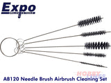 AIRBRUSH CLEANING NEEDLE BRUSH 5 piece SET Maintenence essential kit Expo AB120