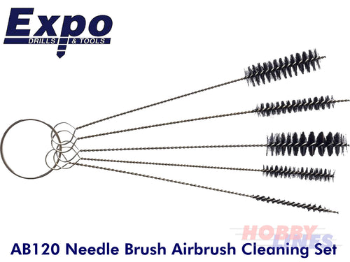AIRBRUSH CLEANING NEEDLE BRUSH 5 piece SET Maintenence essential kit Expo AB120