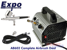 Load image into Gallery viewer, AIRBRUSH &amp; COMPRESSOR Set - Dual Action Gravity Air brush &amp; hose - EXPO AB602

