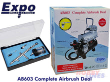 Load image into Gallery viewer, Airbrush &amp; Compressor Deal Bottom Feed with Oil Less Piston EXPO TOOLS AB603
