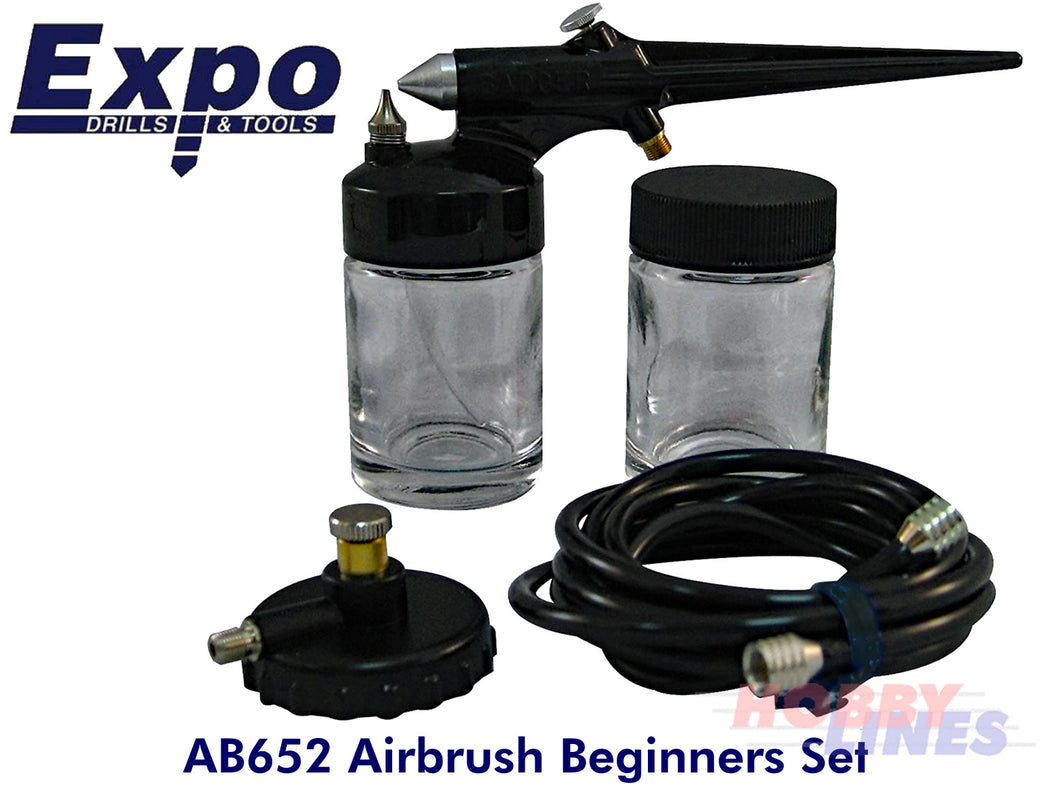 AB652 AIRBRUSH Beginners Set Single Action Bottom Feed Spray Gun EXPO TOOLS