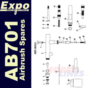 Spare Parts for Expo AB701 Airbrush Full List EXPO TOOLS