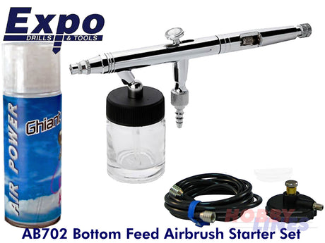 Airbrush Starter Set Beginner BOTTOM FEED Paint Spray Air Brush EXPO AB702