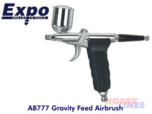 AIRBRUSH w PISTOL GRIP Trigger Control Gravity Feed Spray Gun AB777 EXPO TOOLS