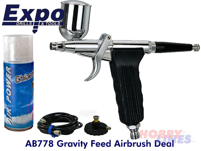 AIRBRUSH PISTOL GRIP Air Can Vinyl hose & regulator starter set EXPO TOOLS AB778