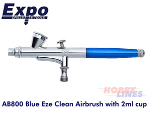 Airbrush w Small Colour Cup Blue Easy Clean AB800 Eze Clean Paint Spray EXPO