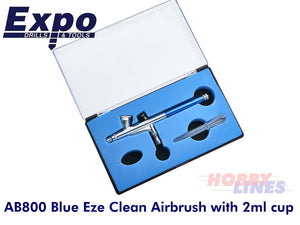 Airbrush w Small Colour Cup Blue Easy Clean AB800 Eze Clean Paint Spray EXPO