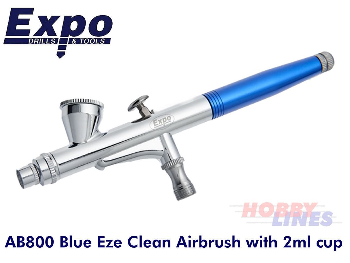 Airbrush w Small Colour Cup Blue Easy Clean AB800 Eze Clean Paint Spray EXPO