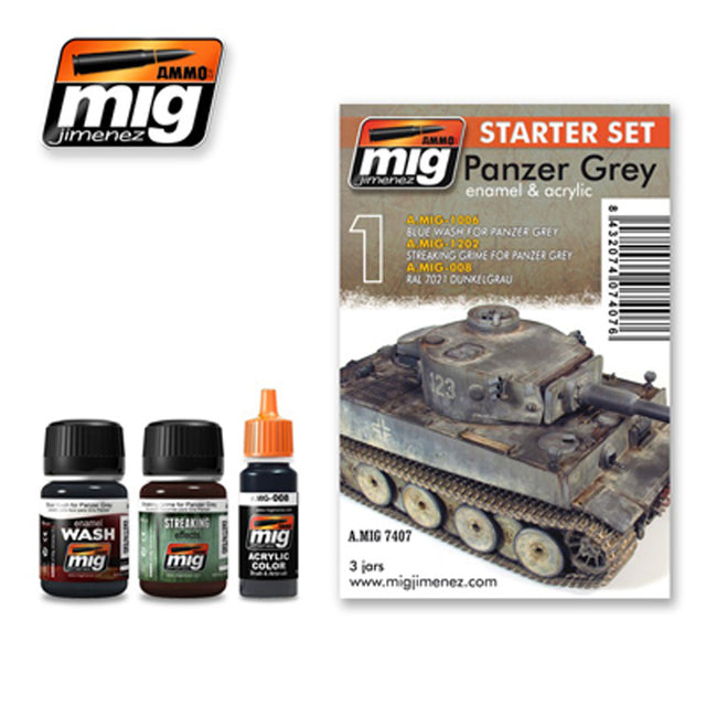 AMMO By Mig Jimenez MIG7407 PANZER GREY SET Paint Modelling