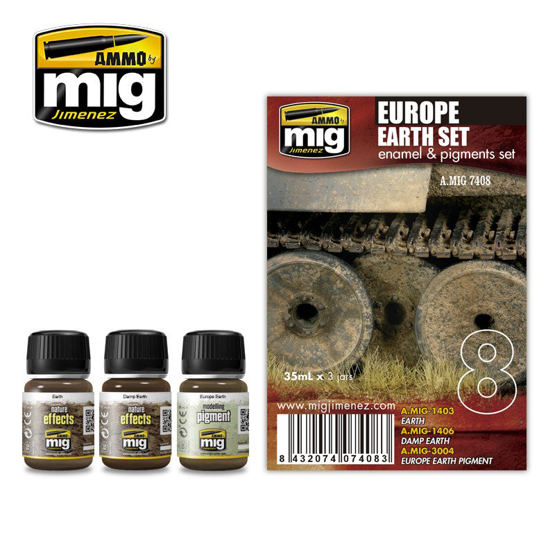 AMMO By Mig Jimenez MIG7408 EUROPE EARTH ENAMEL WEATHERING SET Paint Modelling