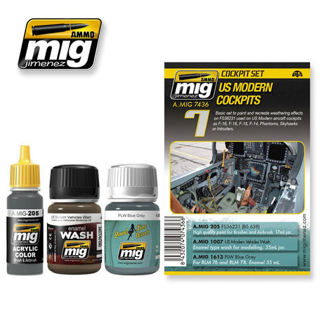 AMMO By Mig Jimenez MIG7436 US MODERN COCKPITS WEATHERING SET Paint Modelling