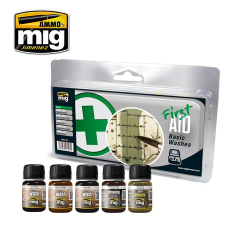 AMMO By Mig Jimenez MIG7447 FIRST AID BASIC WASHES Paint Modelling