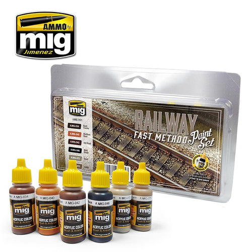 AMMO By Mig Jimenez MIG7471 RAILWAY FAST METHOD PAINT SET Paint Modelling