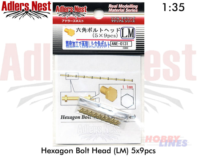 Adlers Nest ANE0131 Hexegonal Bolt Head 1.1mm across flats (LM) 45pcs detail-up