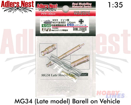 Adlers Nest ANM35005 1:35 MG34 Machine Gun Barell in Vehicle Late mod detail-up