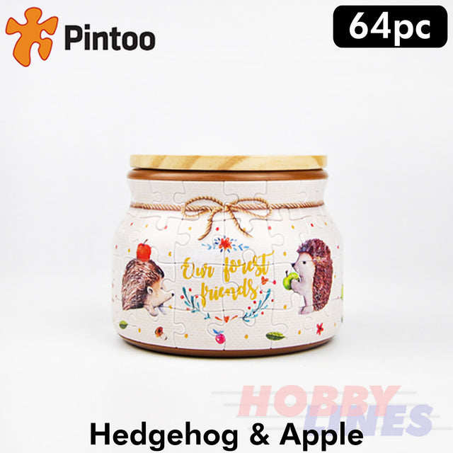 3D Puzzle Storage Jar HEDGEHOG & APPLE 64 pieces PINTOO Puzzles BC1001