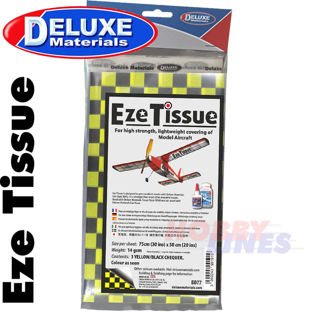EZE TISSUE Yellow & Black Chequer 5 sheets Strong Aircraft BD77 DELUXE MATERIALS