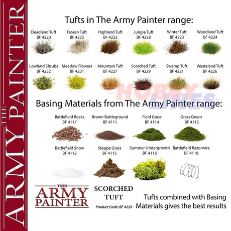 SCORCHED TUFT 77 tufts Diorama Battlefield Basing material Army Painter BF4229P