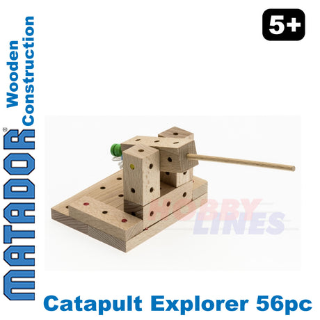 Matador Catapult Explorer Wooden Construction Set Building Blocks Bricks 56pc 5+