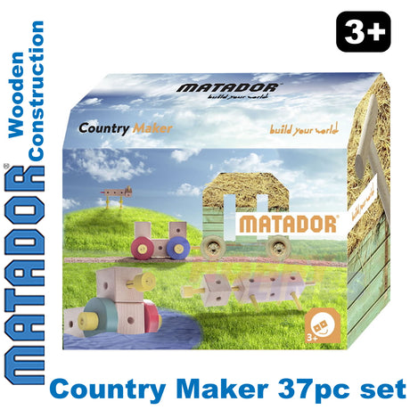 Matador Country Maker Wooden Construction Set Building Blocks Bricks 37pc Age 3+