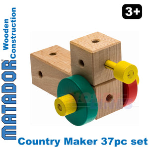 Matador Country Maker Wooden Construction Set Building Blocks Bricks 37pc Age 3+
