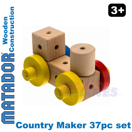 Matador Country Maker Wooden Construction Set Building Blocks Bricks 37pc Age 3+