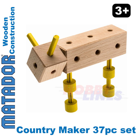 Matador Country Maker Wooden Construction Set Building Blocks Bricks 37pc Age 3+