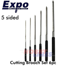 Load image into Gallery viewer, Cutting Broach 5 sided 6pc set size range 0.4-1.4mm in wallet Expo Tools 70310
