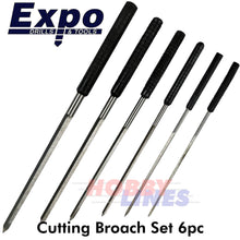 Load image into Gallery viewer, Cutting Broach 6pc Set size range 0.8-2.3mm in wallet Expo Tools 70302
