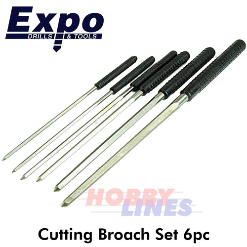 Cutting Broach 5 sided 6pc set size range 0.4-1.4mm in wallet Expo Tools 70310