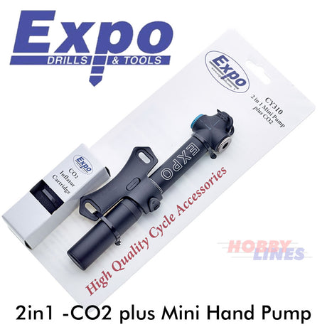 CO2 & MINI PUMP Presta Bicycle Hybrid 2in1 Frame Mount Bike Cycle Expo CY310