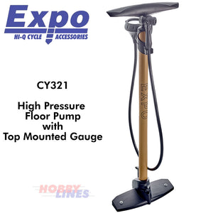 FLOOR PUMP High Pressure 160PSI Max Top Gauge Presta Schraeder ExpoTools CY321