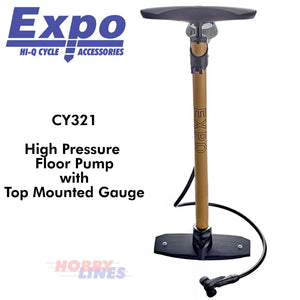 FLOOR PUMP High Pressure 160PSI Max Top Gauge Presta Schraeder ExpoTools CY321
