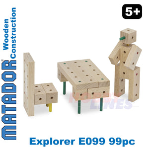 Matador Explorer E099 Wooden Construction Set Building Blocks Bricks 99pc Age 5+