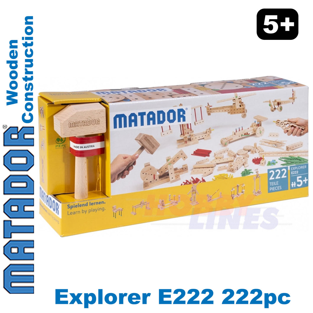 Matador ExplorerE222 Wooden Construction Set Building Blocks Bricks 222pc Age 5+